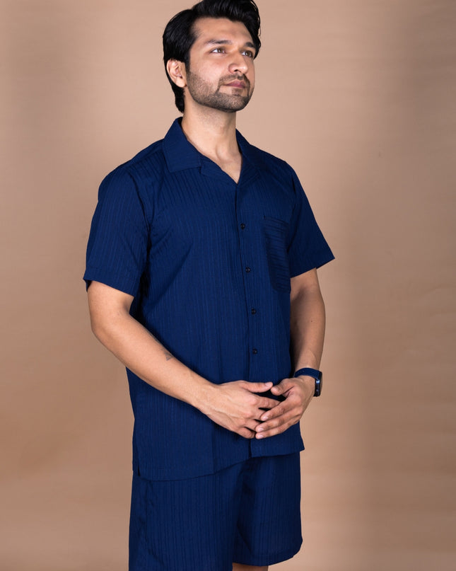 Navy Crinkle Co-ord