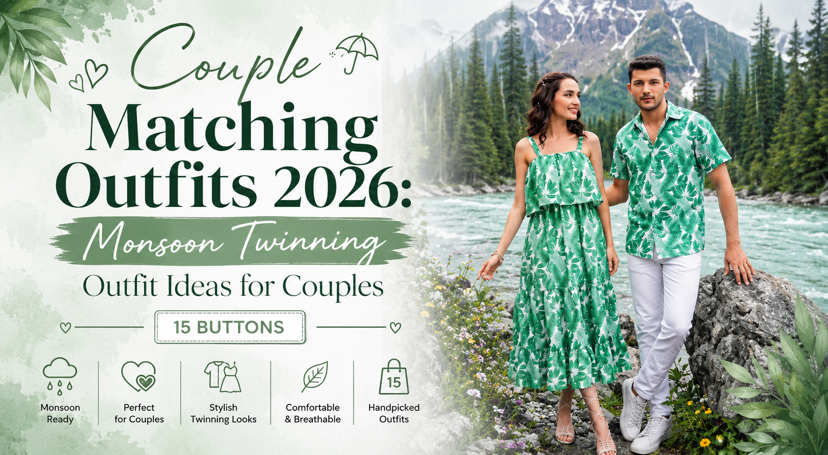 Couple Matching Outfits 2026: Monsoon Twinning Outfit Ideas for Couples | 15 Buttons