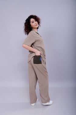 Beige Drift Co-Ord Women Pants