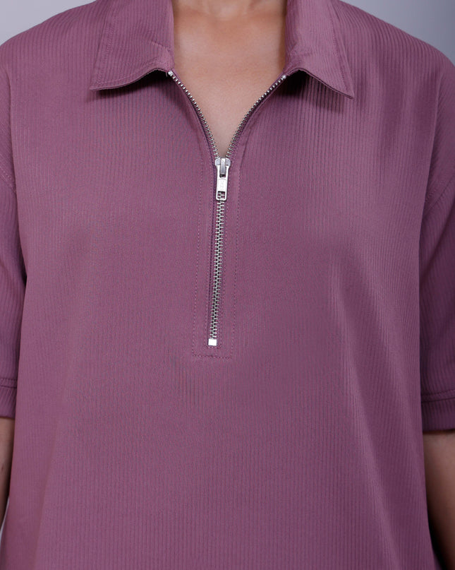 Mauve Polo Co-Ord Women Shorts