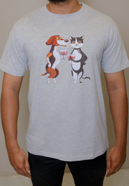 DOG & CAT WITH WINE GLASS