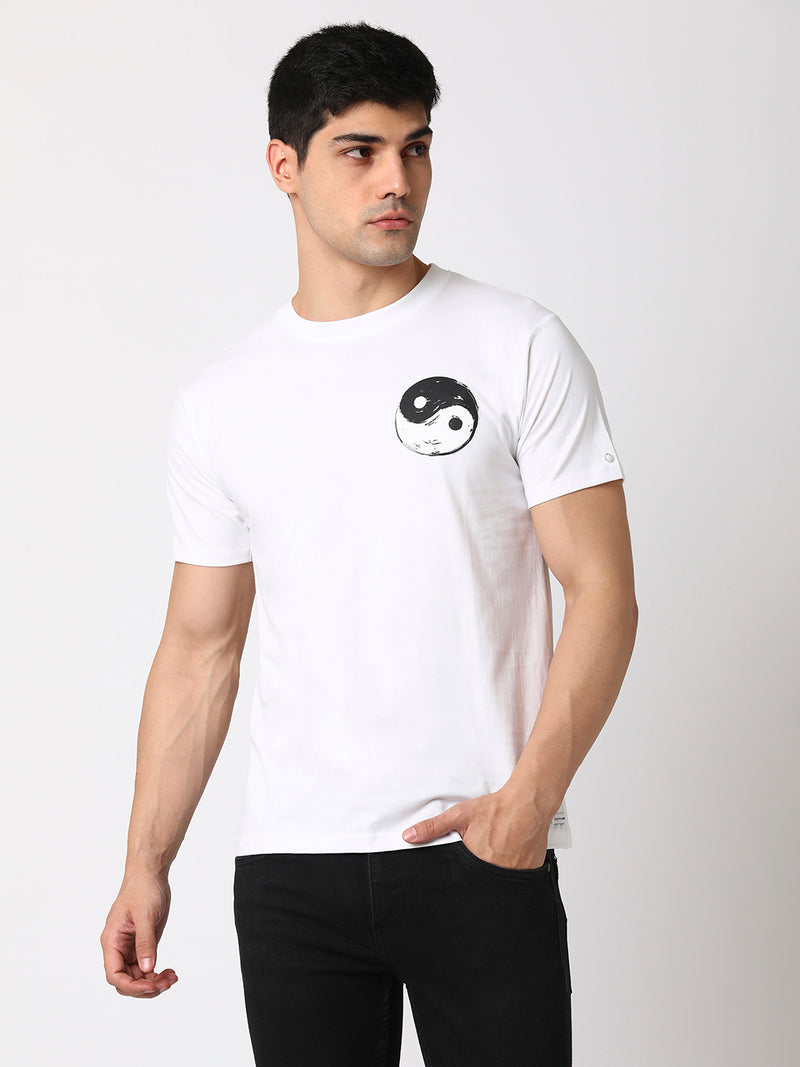 Yin-Yang Men Round Neck T-shirt