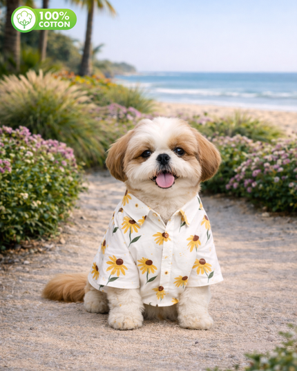Yellow Sunflower Cotton Dog Shirt
