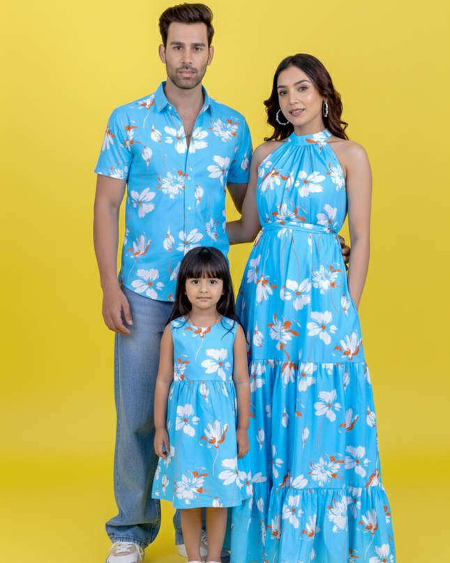 Blue Lily Couple And Daughter