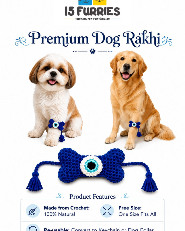 Evil Eye Bone Crochet Rakhi for Pets