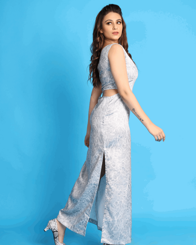 Silver One Shoulder Satin Dress