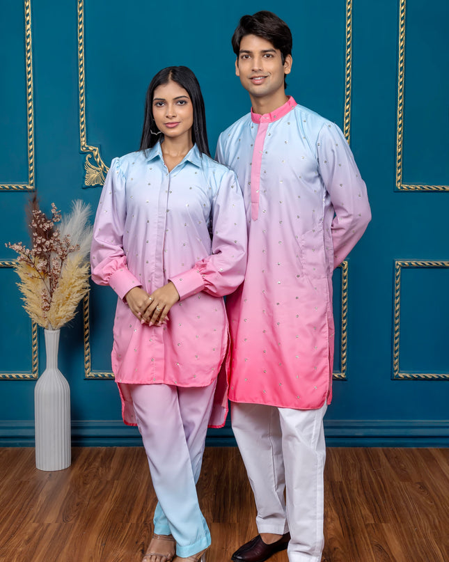 OMBRE PINK AQUA SEQUIN COUPLE