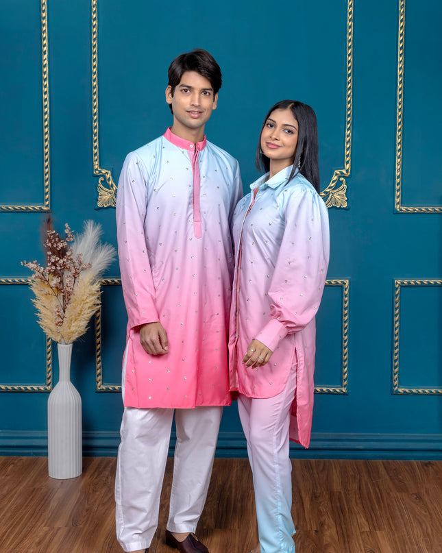 OMBRE PINK AQUA SEQUIN COUPLE