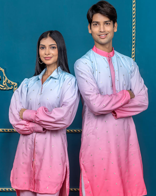 OMBRE PINK AQUA SEQUIN COUPLE