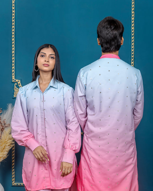 OMBRE PINK AQUA SEQUIN COUPLE