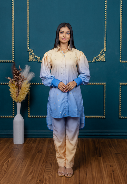 YELLOW-BLUE SEQUIN OMBRE WOMEN