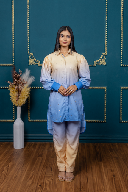 YELLOW-BLUE SEQUIN OMBRE WOMEN