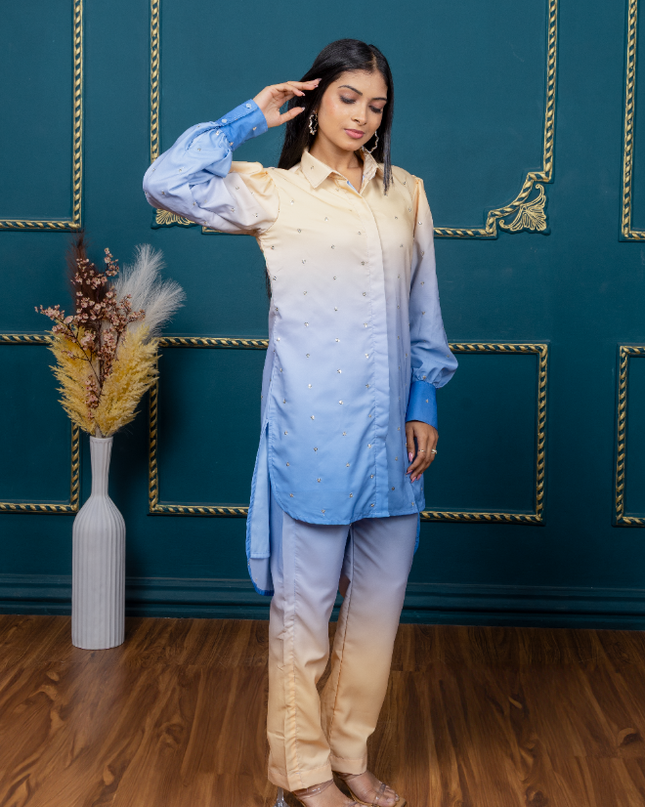 YELLOW-BLUE SEQUIN OMBRE WOMEN