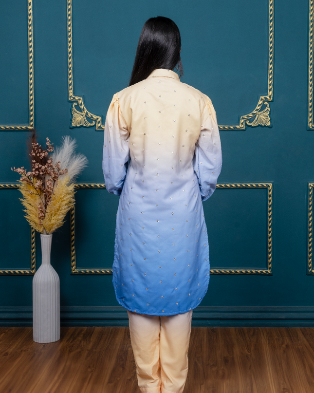 YELLOW-BLUE SEQUIN OMBRE WOMEN