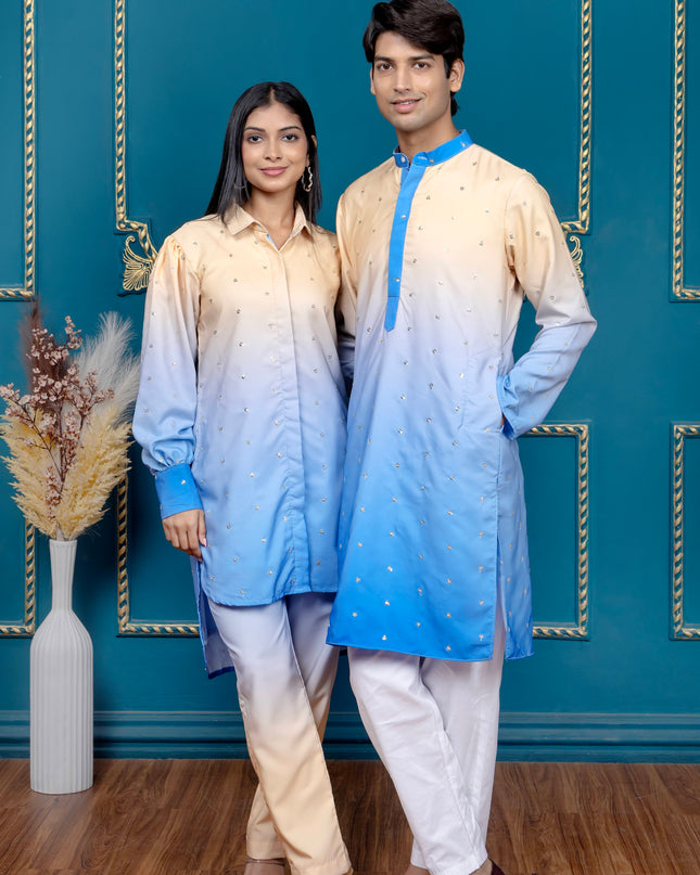 OMBRE YELLOW BLUE SEQUIN COUPLE