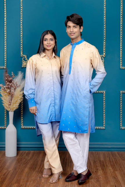OMBRE YELLOW BLUE SEQUIN COUPLE
