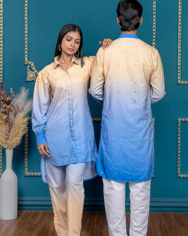OMBRE YELLOW BLUE SEQUIN COUPLE