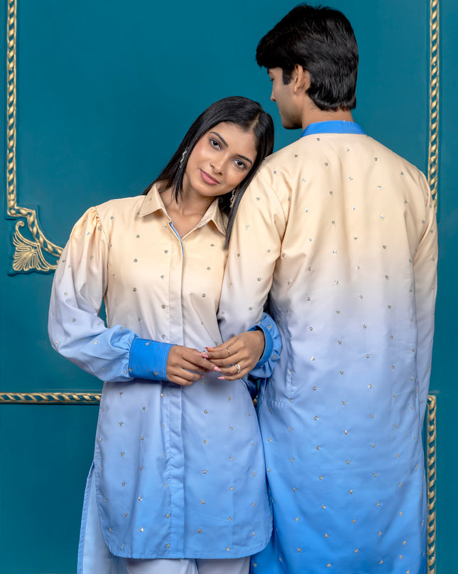 OMBRE YELLOW BLUE SEQUIN COUPLE