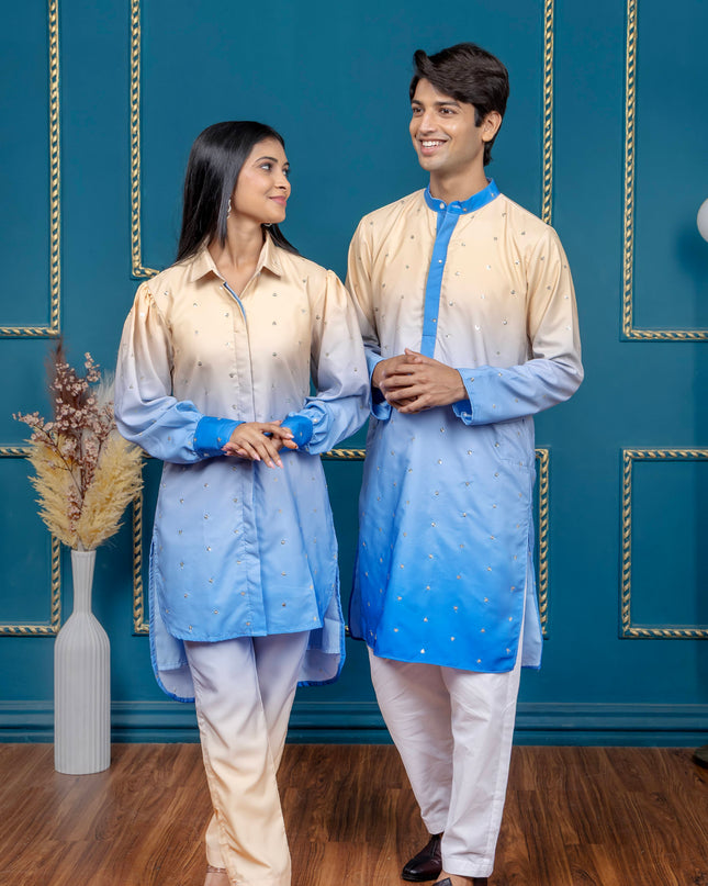 OMBRE YELLOW BLUE SEQUIN COUPLE