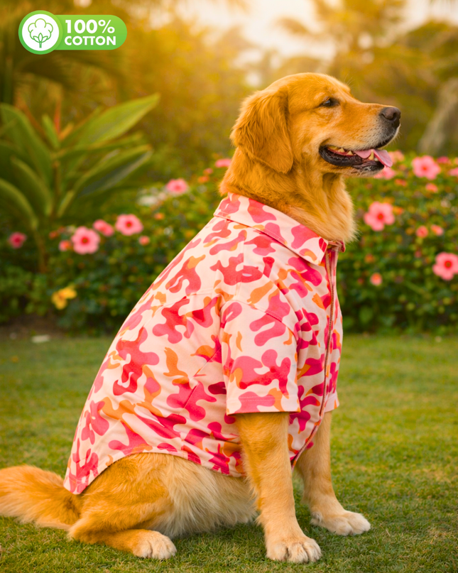 Pink Military Cotton Dog Shirt