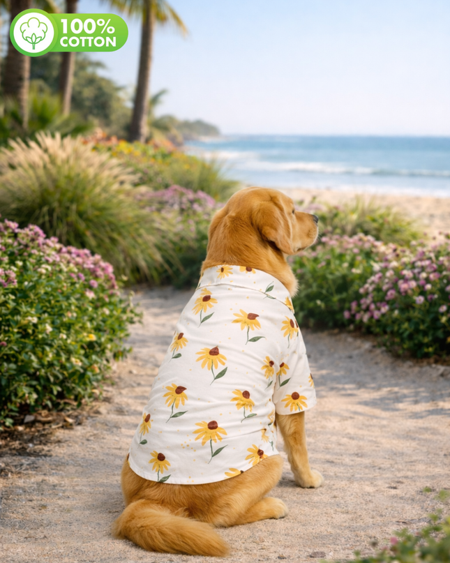 Yellow Sunflower Cotton Dog Shirt