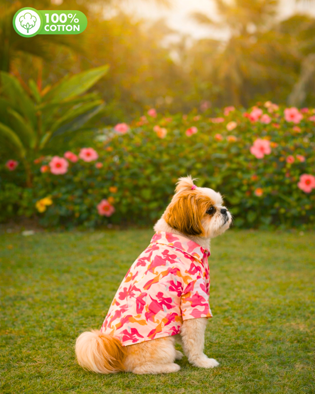 Pink Military Cotton Dog Shirt