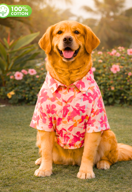 Pink Military Cotton Dog Shirt