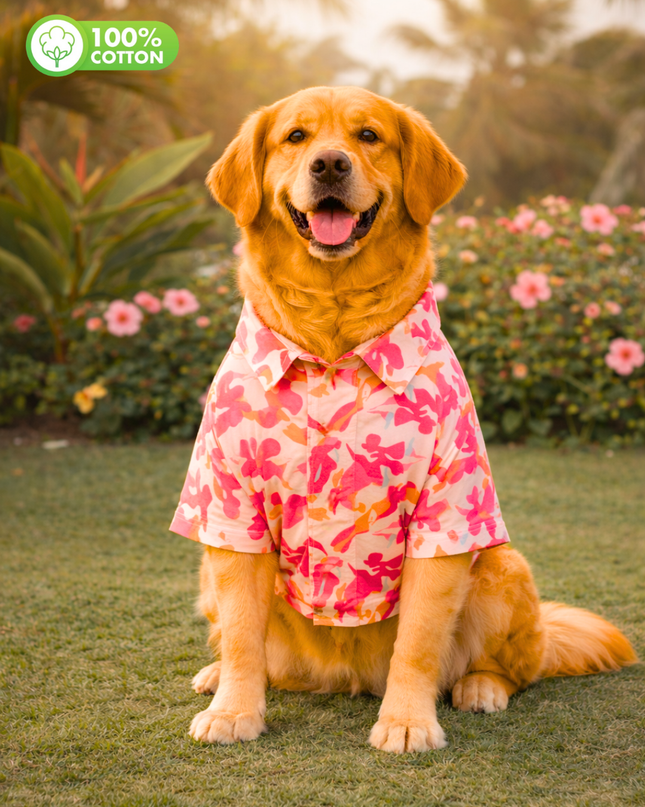 Pink Military Cotton Dog Shirt