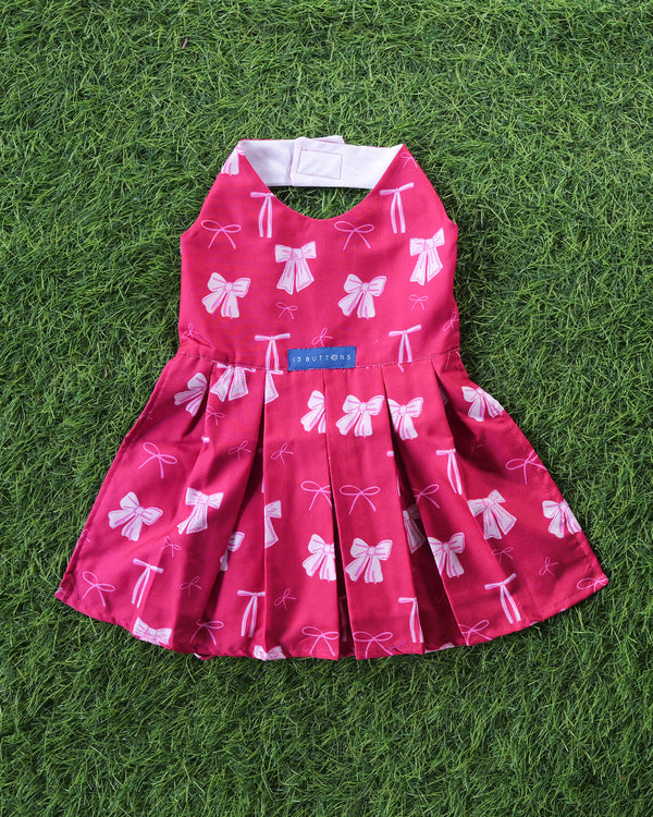 Hot Pink Bow Dog Dress