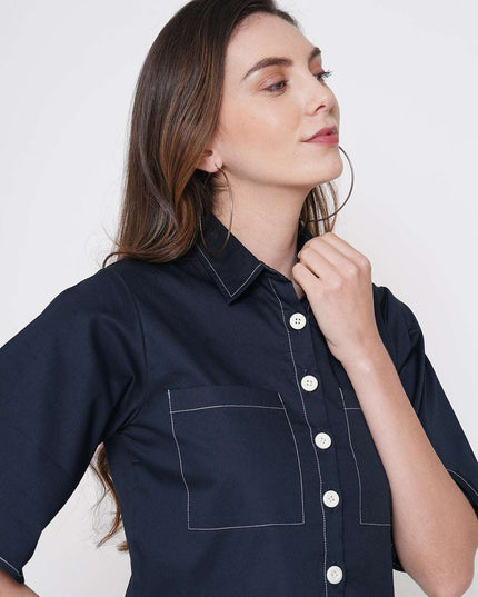 Contrast Crop Shirt