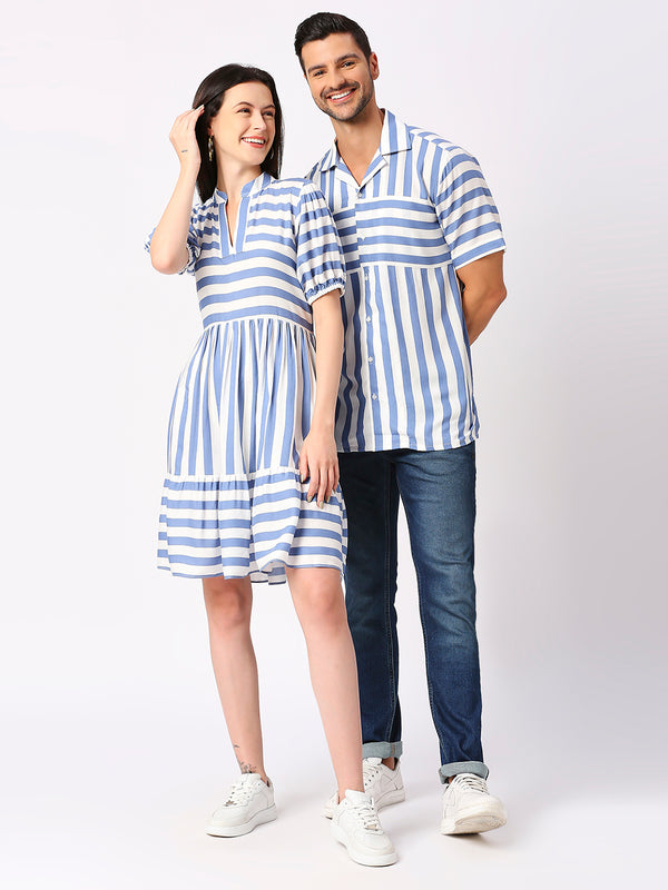 Blue Candy Stripe Couple