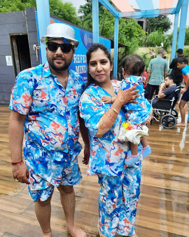 Blue Fluid Art Family