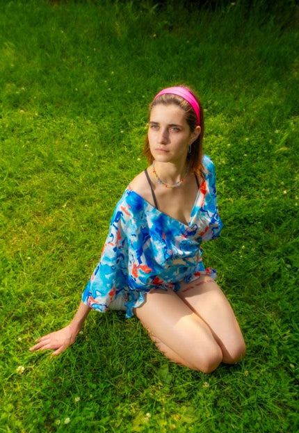 Blue Fluid Art Women Coord