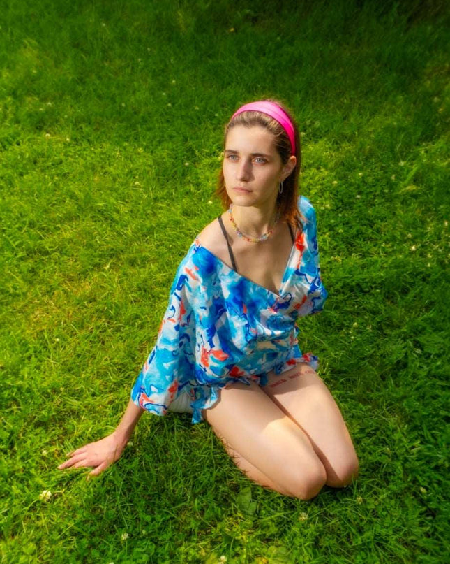 Blue Fluid Art Women Coord