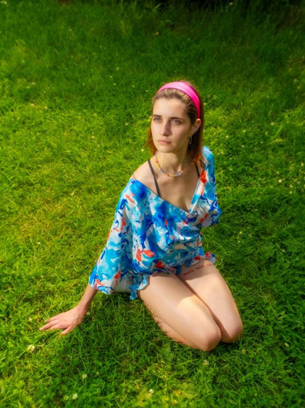 Blue Fluid Art Women Coord