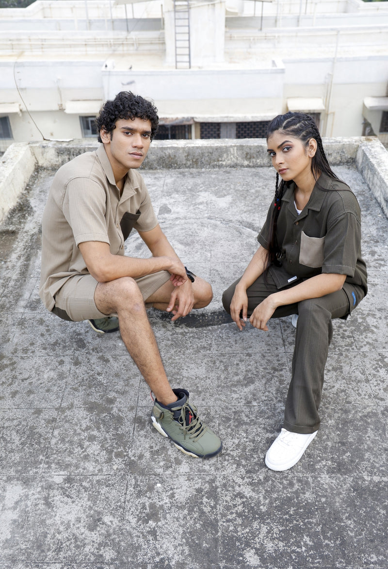 Beige & Olive Unisex Co-Ord Duo