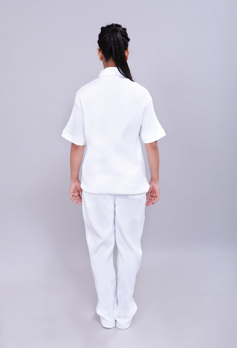 White Polo Co-Ord Women Pants