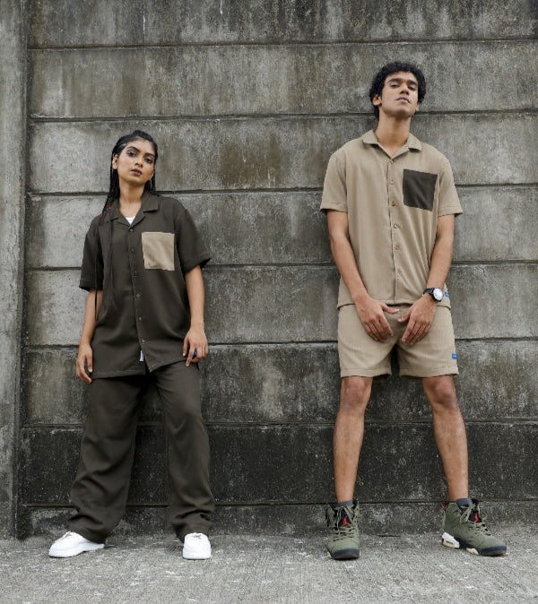 Beige & Olive Unisex Co-Ord Duo