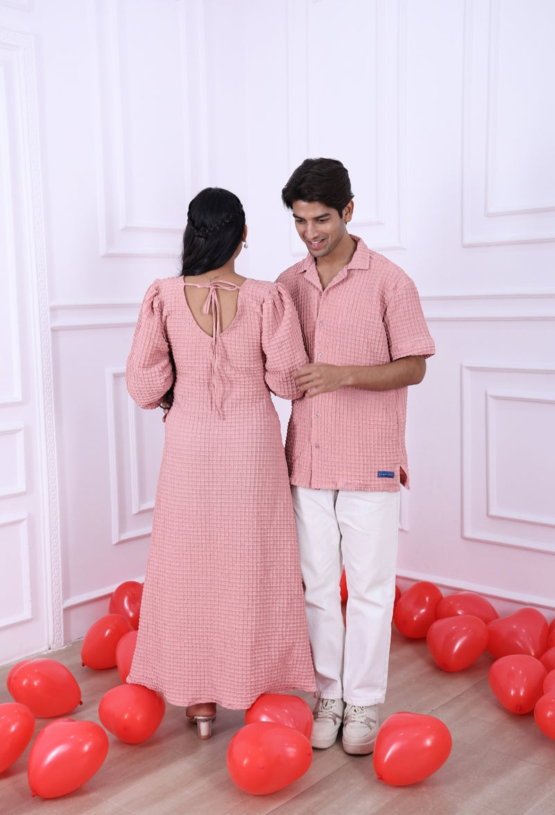 Coral Pink Waffle Couple