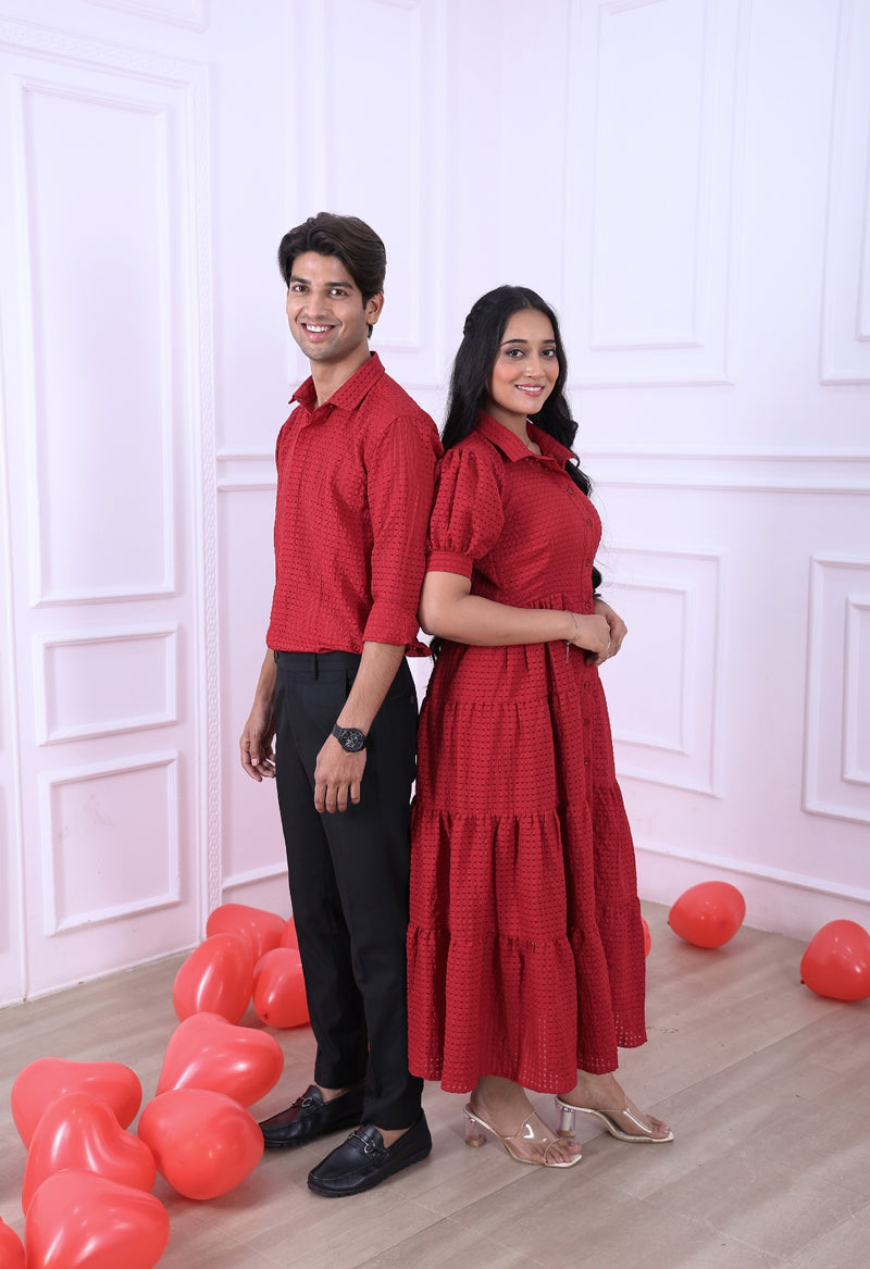 Cherry Red Checkers Couple