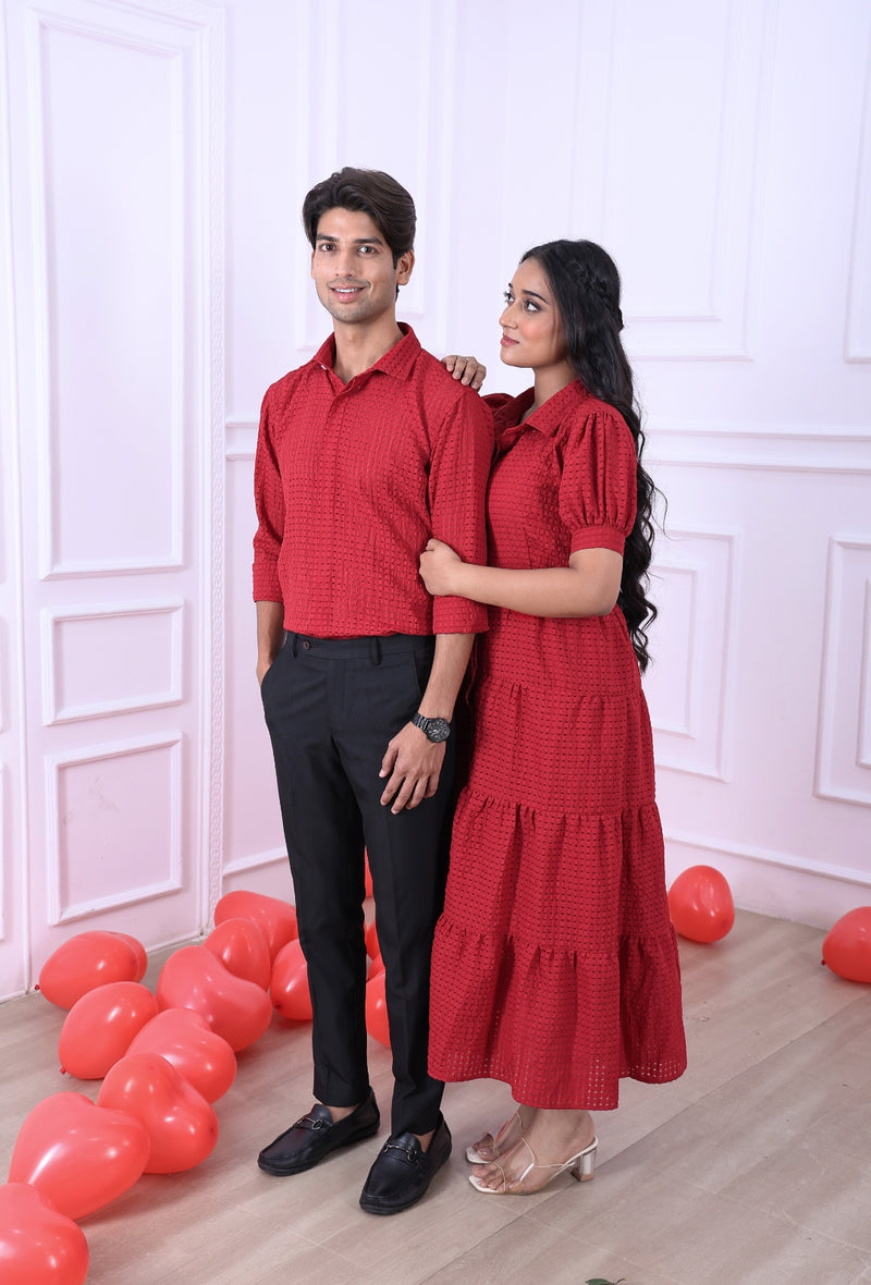 Cherry Red Checkers Couple