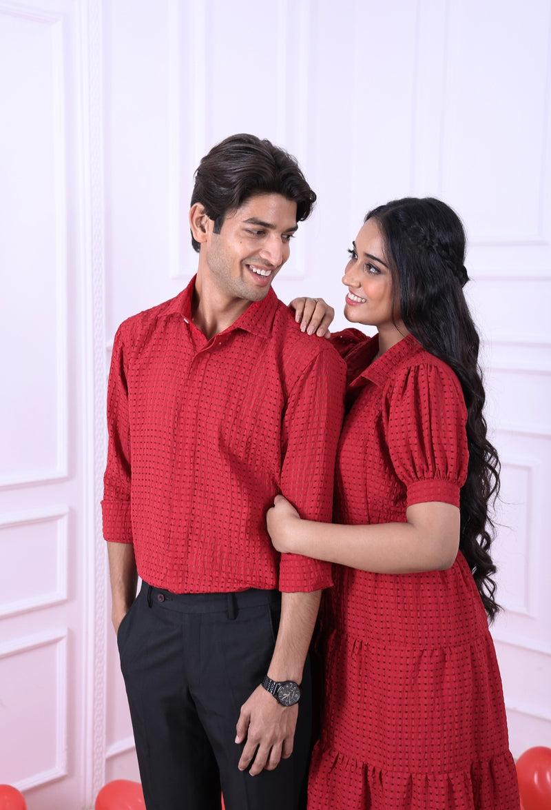 Cherry Red Checkers Couple