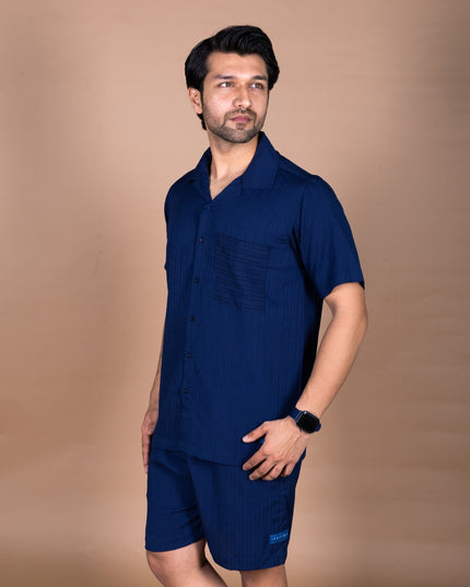 Navy Crinkle Co-ord