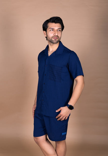 Navy Crinkle Co-ord