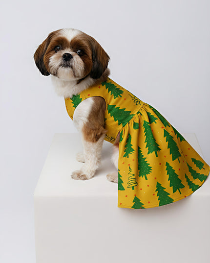 TREE-MENDOUS JOY (MUSTARD) DOG DRESS