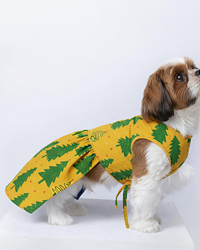 TREE-MENDOUS JOY (MUSTARD) DOG DRESS