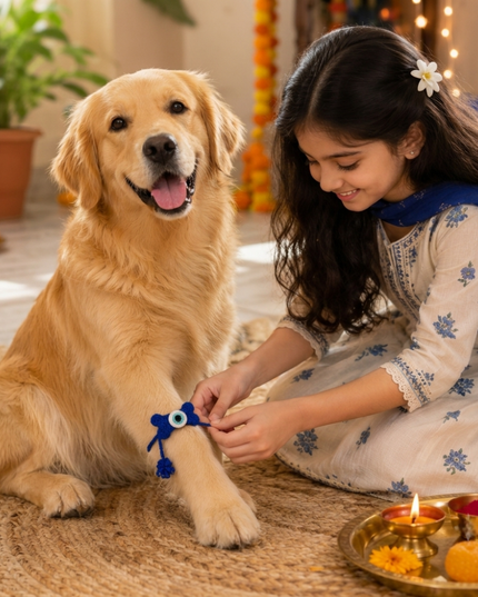 Evil Eye Bone Crochet Rakhi for Pets