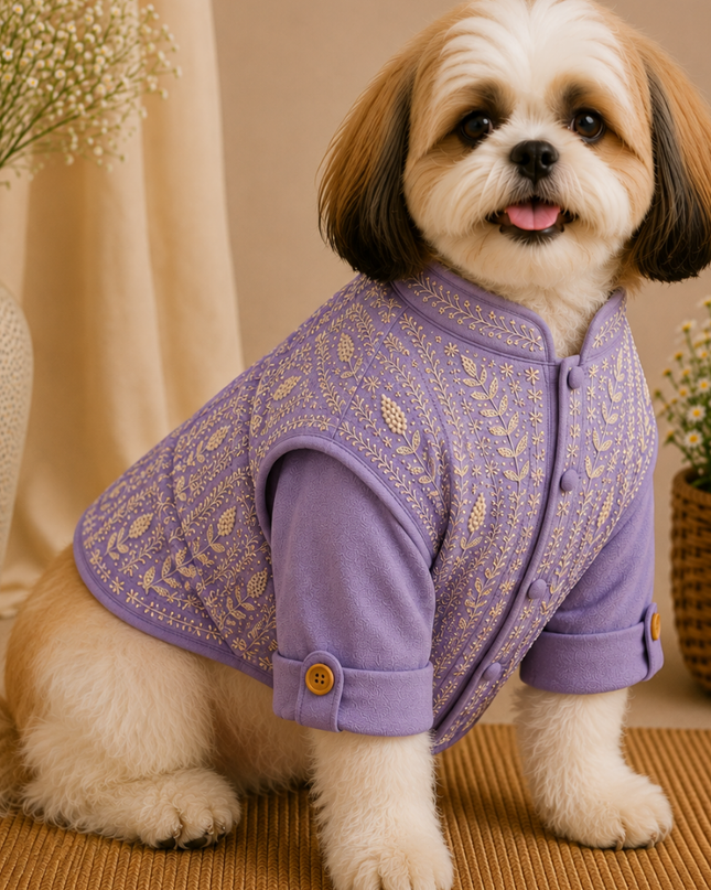 BADHAI HO DOG BUNDI KURTA SET- LAVENDER