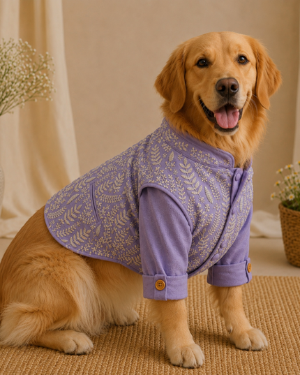 BADHAI HO DOG BUNDI KURTA SET- LAVENDER