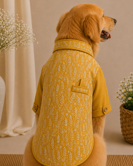BADHAI HO DOG BUNDI KURTA SET- HALDI